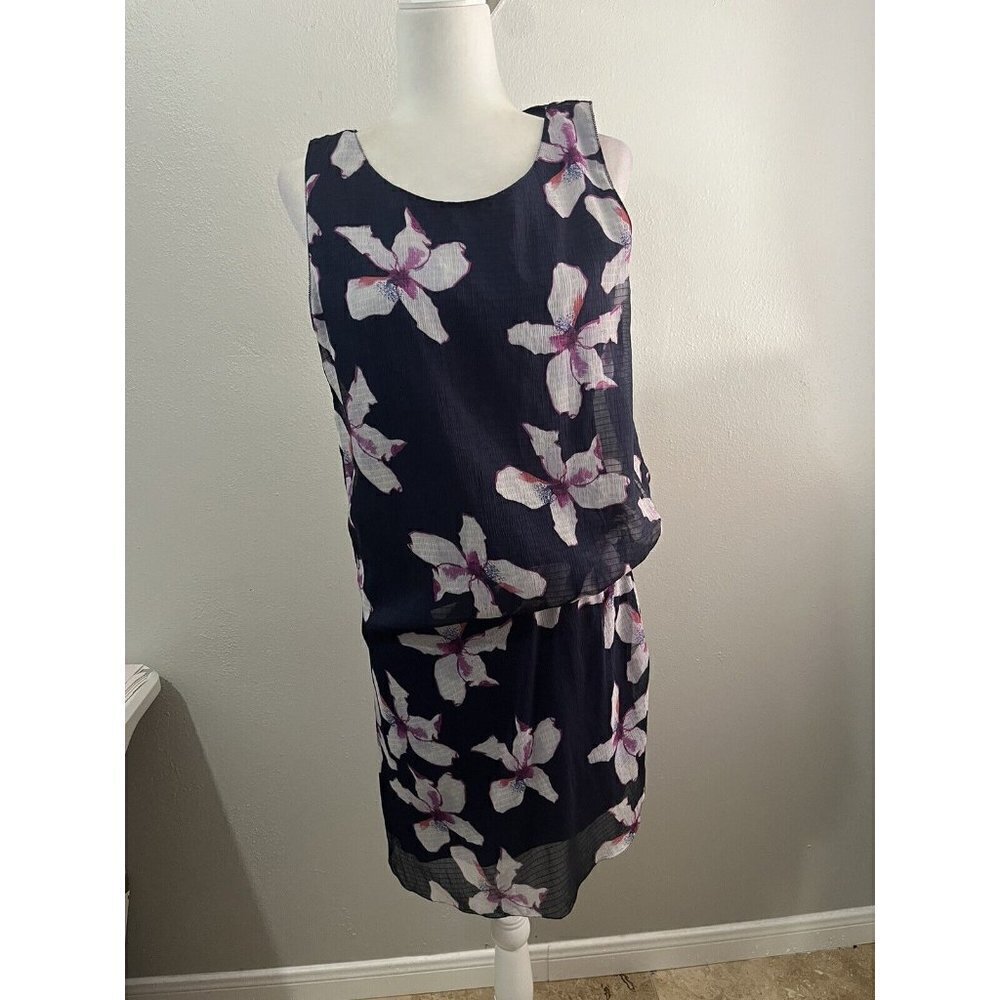 Max studio short floral chiffon dress size large